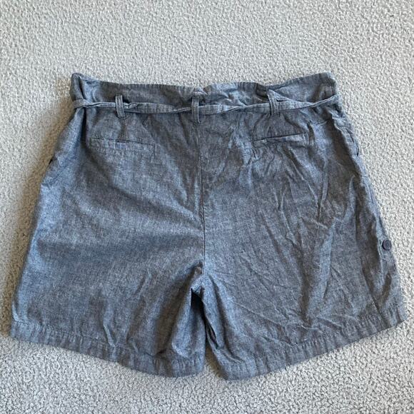 Eileen Fisher Shorts Large Chino Pleat Belted High Rise Zip Cuffed Hem Gray Prep - Picture 2 of 15